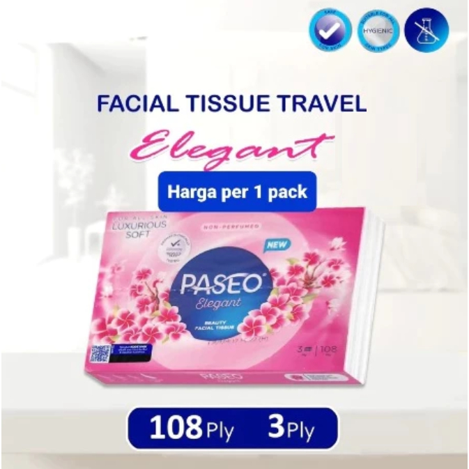 PROMO PASEO TRAVEL 108 PLY TISU PASEO TRAVEL FACIAL TISSUE MUDAH DIBAWA JALAN-JALAN