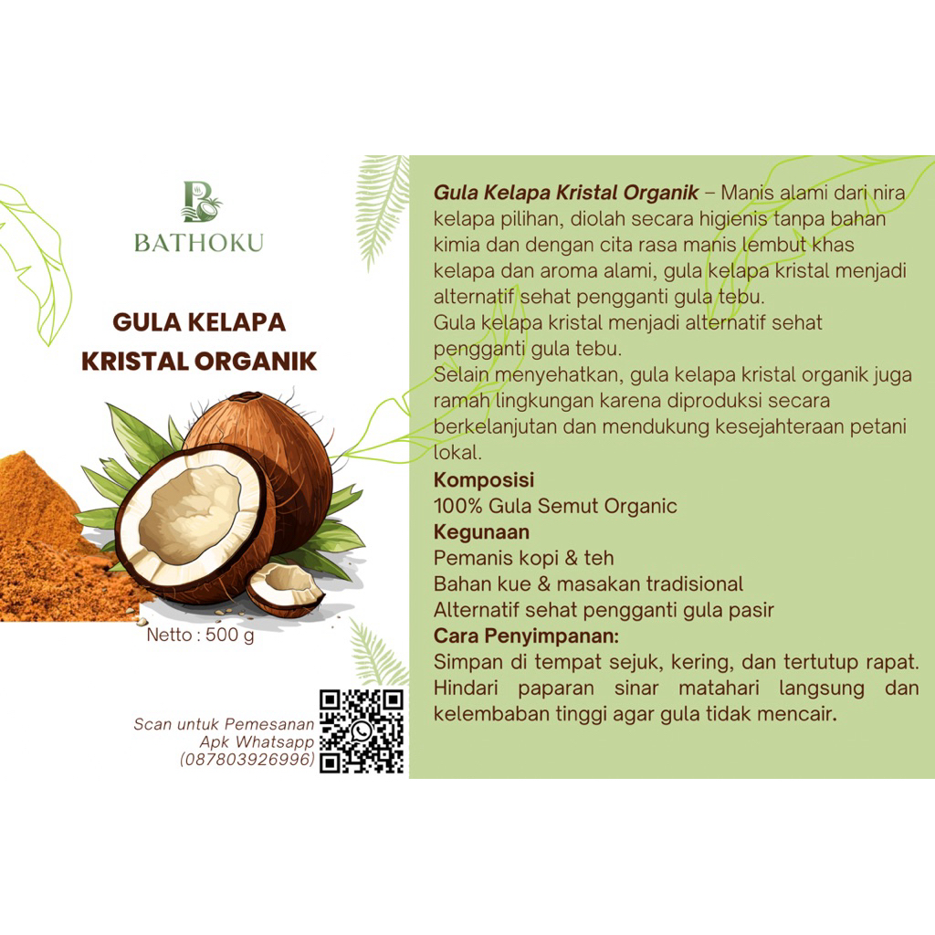 

gula kelapa kristal organik, gula semut kelapa