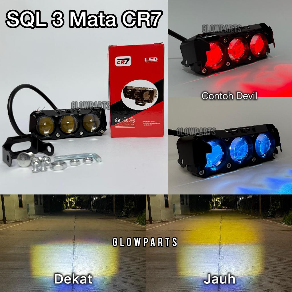 Lampu Tembak Laser SQL 3 Mata CR7 & Ibright Full Alumunium WaterProof
