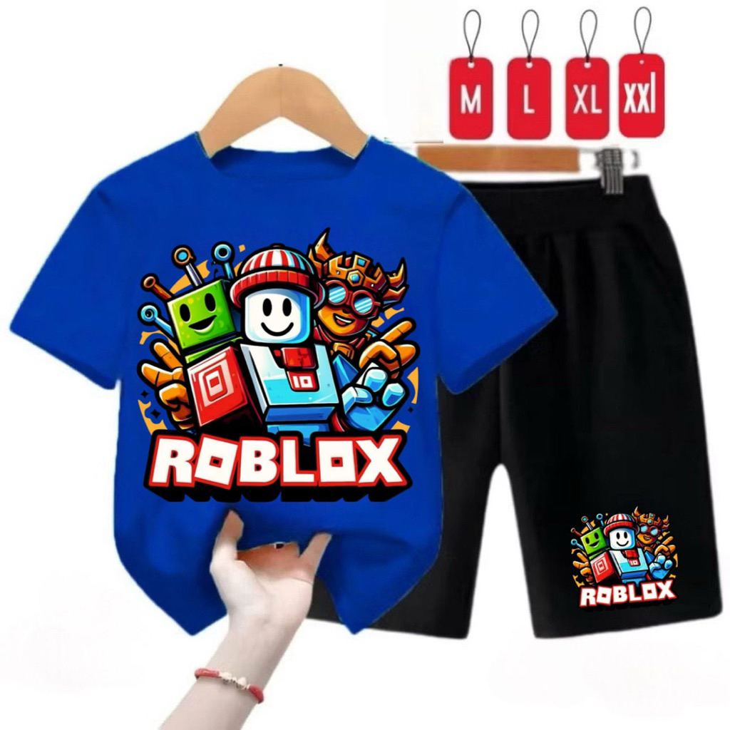 SETELAN ANAK TREND KEKINIAN MOTIF “3 ROBLOX” BAJU ANAK COWOK KEREN UNTUK UMUR 2-10 TAHUN