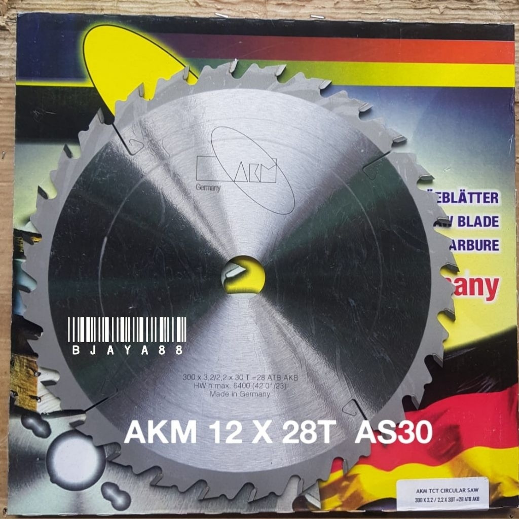 AKM PISAU GERGAJI CIRCULAR SAW BLADE  12" X 28T GIGI AKM GERMANY 