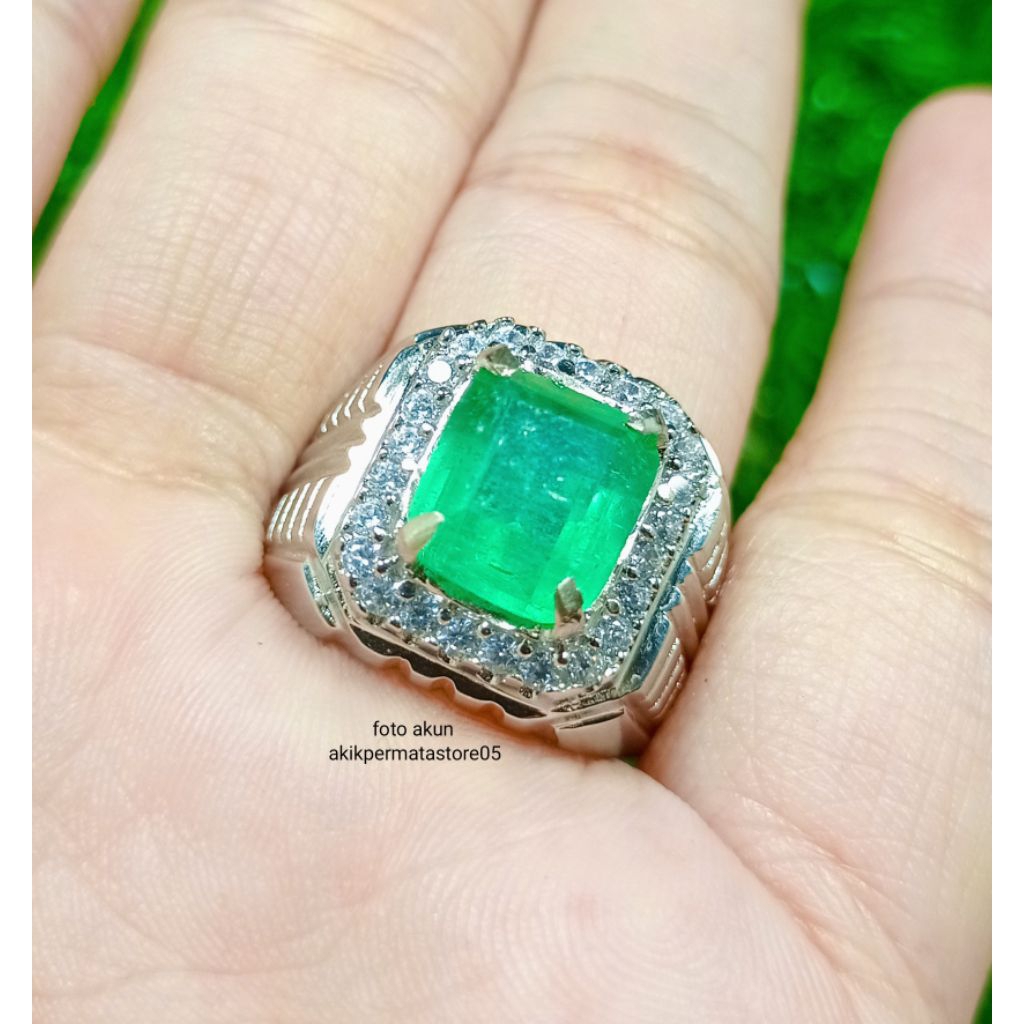 CINCIN PERMATA ZAMRUD COLOMBIA HIGH QUALITY CHATAM IKAT PERAK 926 BANGKOK