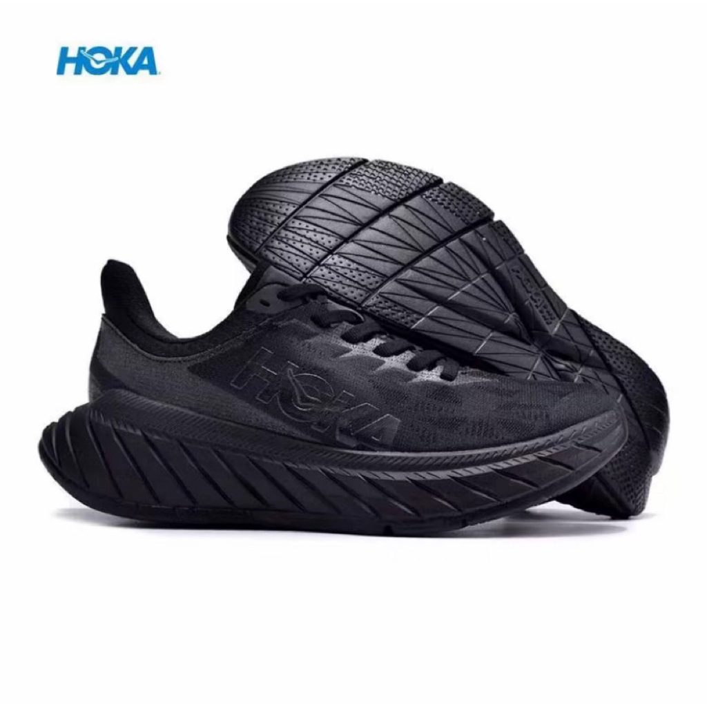 Sepatu running hoka carbon x2 full black outdoor