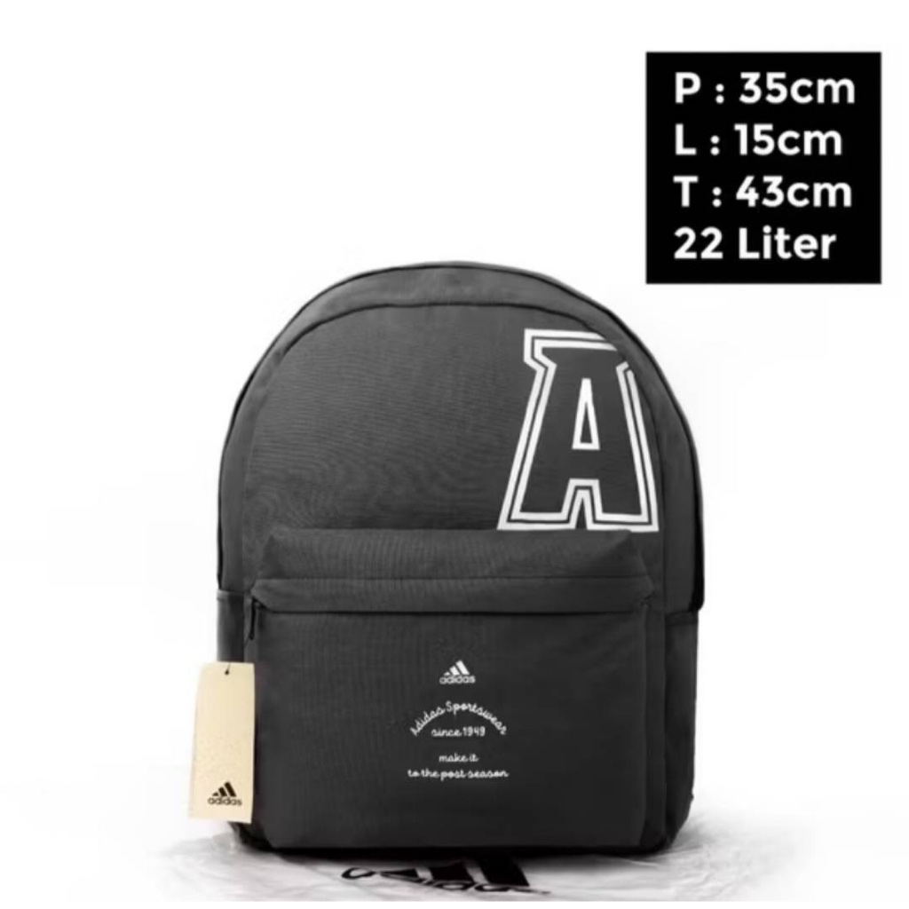 RANSEL ADIDAS NEW MODEL A FONT ORIGINAL BLACK BACKPACK / TAS RANSEL PRIA WANITA / TAS RANSEL FULL SE