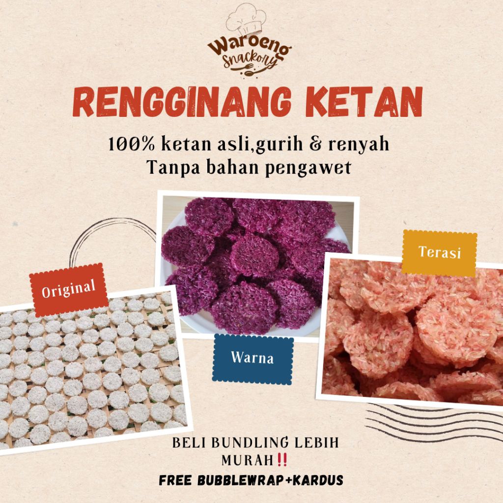 

Ranginang/Rengginang Mentah Ketan Asli Gurih Renyah | Snack Oleh-Oleh Khas Daerah 250gr – 1kg
