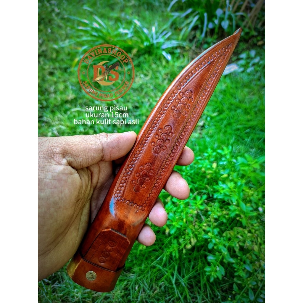 sarung pisau ukuran 15cm dengan bahan kulit sapi asli