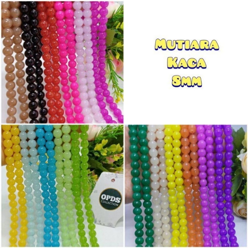 Mutiara Kaca Bening 8mm-mutiara kaca-mutiara 8mm warna