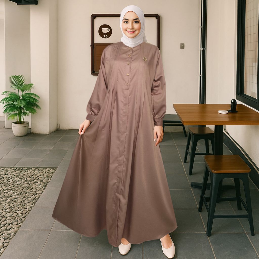 gamis coklat milo/gamis polos/gamis toyobo/gamis katun/gamis santri/gamis adem/gamis premium