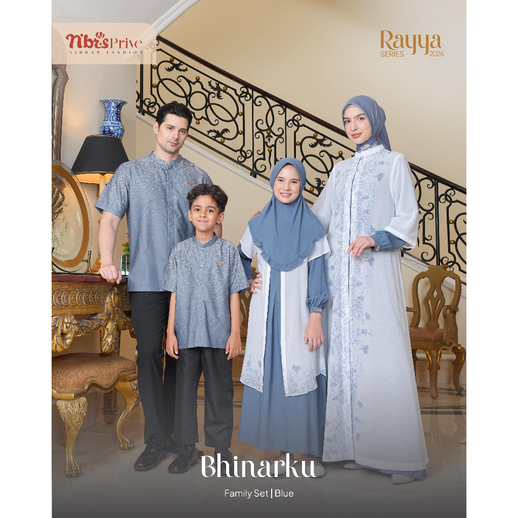 SARIMBIT BHINARKU NIBRAS TERBARU 2026 DIARAYYAKU BLUE BY NBRS - BAJU BUSANA MUSLIM LEBRAN COUPLE KEL