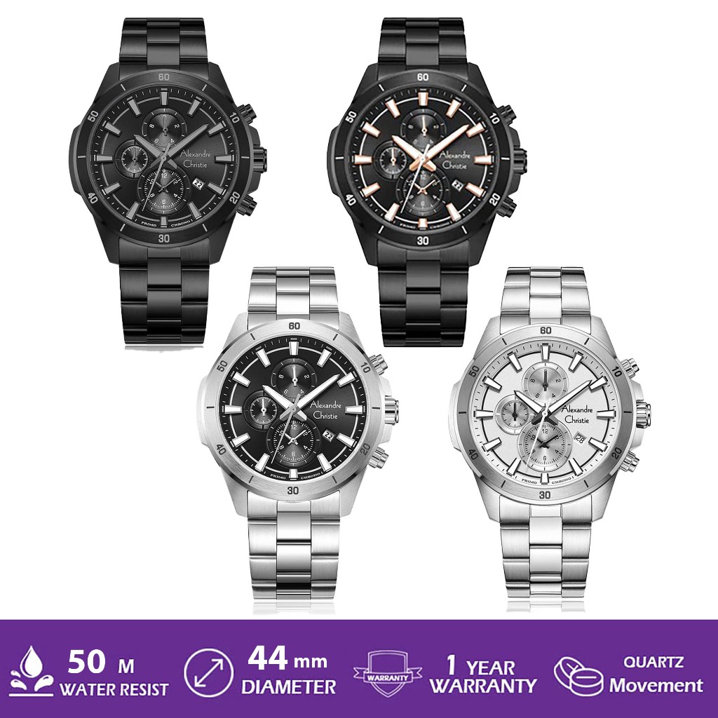 ALEXANDRE CHRISTIE AC 6668 JAM TANGAN RANTAI PRIA ORIGINAL