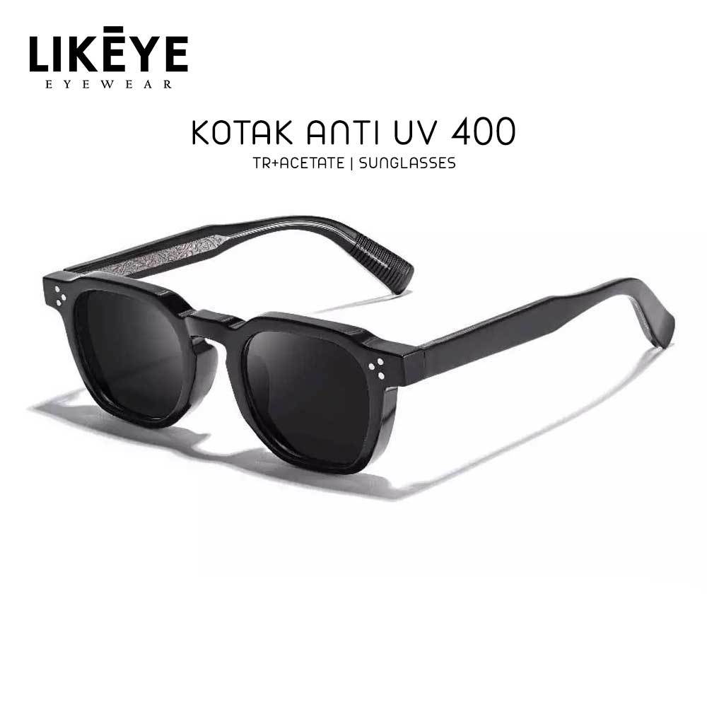 LIKEYE Kacamata Sunglasses UV 400 Model Kotak Bold TR90+Acetate Pria Wanita Anti Silau Simple 1045