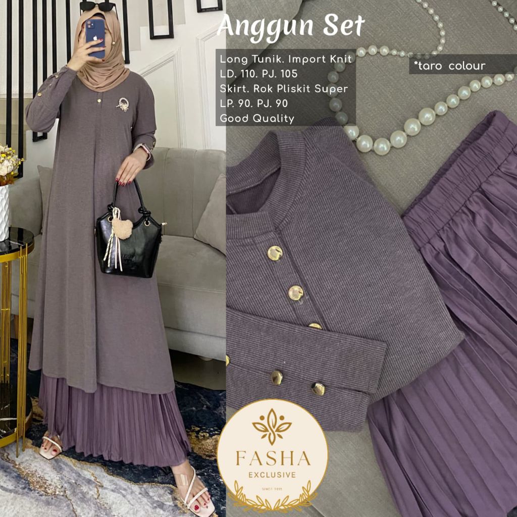 ANGGUN SET POLOS TUNIK & ROK PREMIUM ORI FASHA