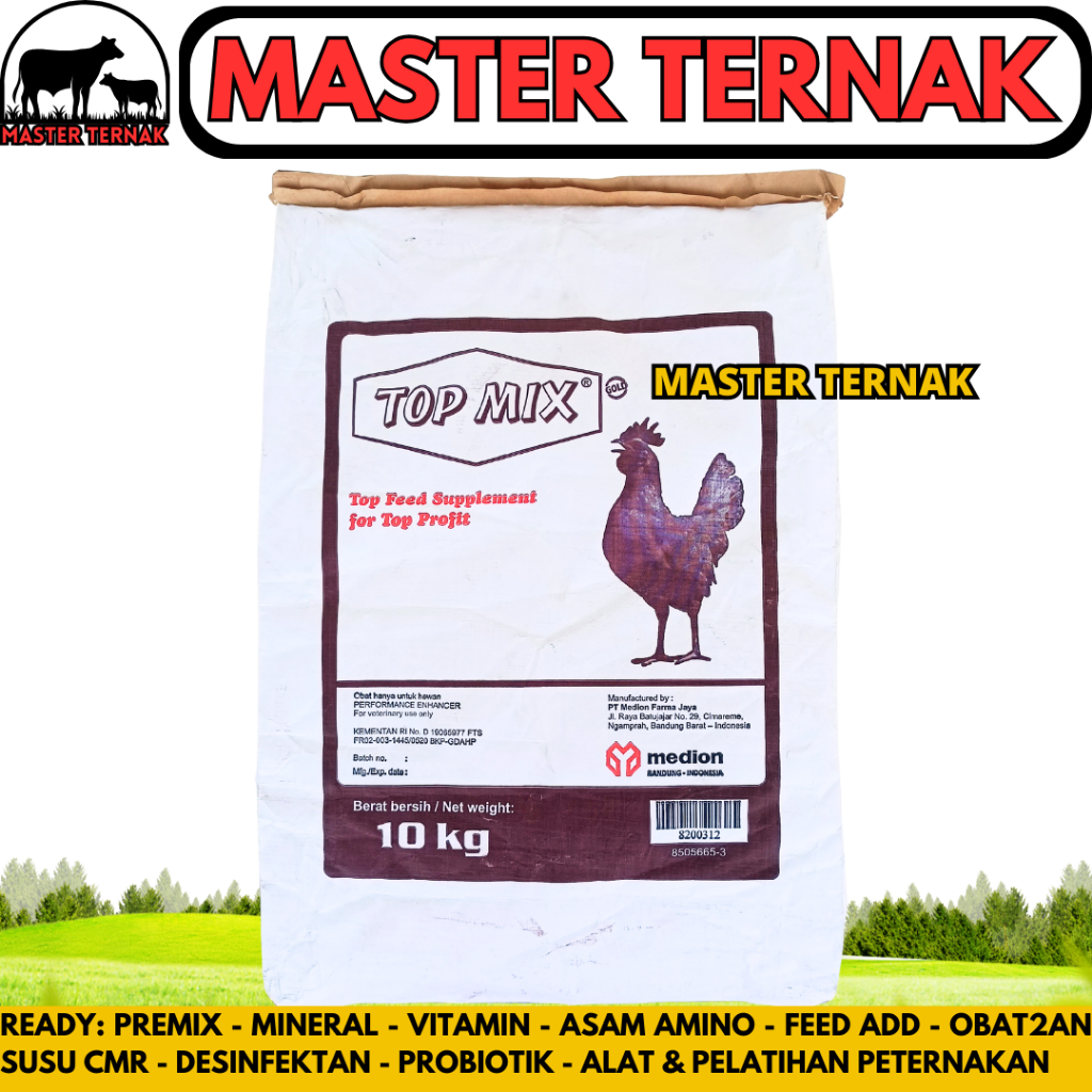 TOPMIX TOP MIX 10 KG (1 SAK) MEDION - Suplemen Penggemuk Ayam Tingkatkan Produksi Telur Tambahan Pak