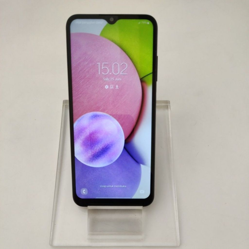 handphone android Samsung/hp seken Samsung A03s warna hitam 3/32gb sidik jari