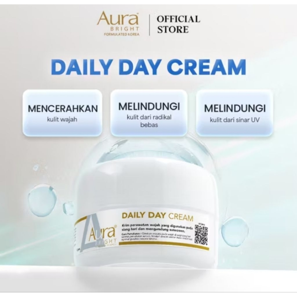 aura bright daily day cream gloglowing skincare cream pemutih wajah siang