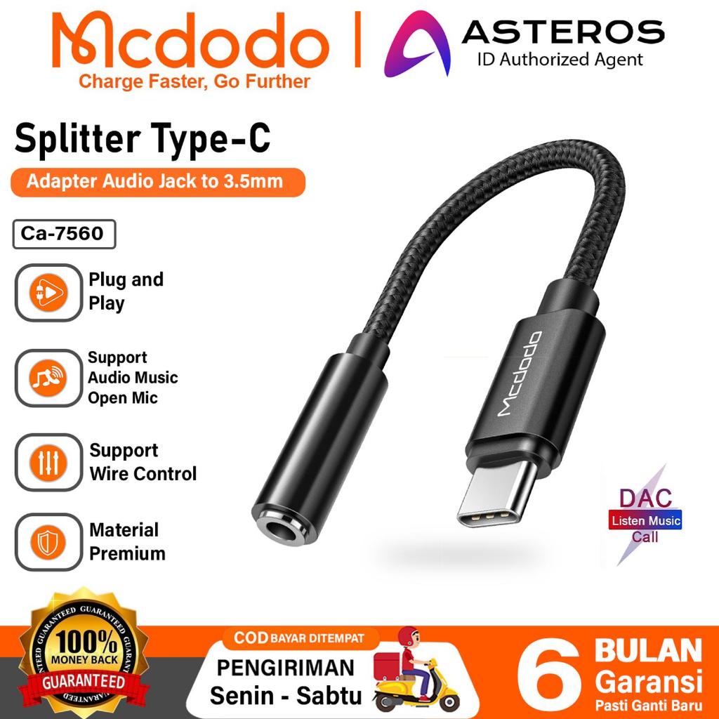 MCDODO Converter Splitter DAC Type C to Jack 3.5mm Audio Open Mic untuk Samsung Xiaomi iPad