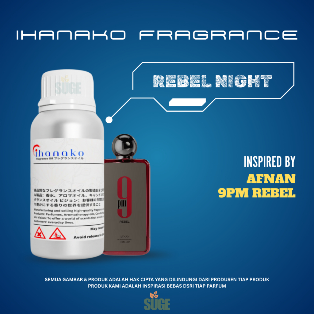 REBEL NIGHT - AFNAN 9 PM REBEL | BIBIT PARFUM MURNI SEGEL PABRIK BY IHANAKO FRAGRANCE