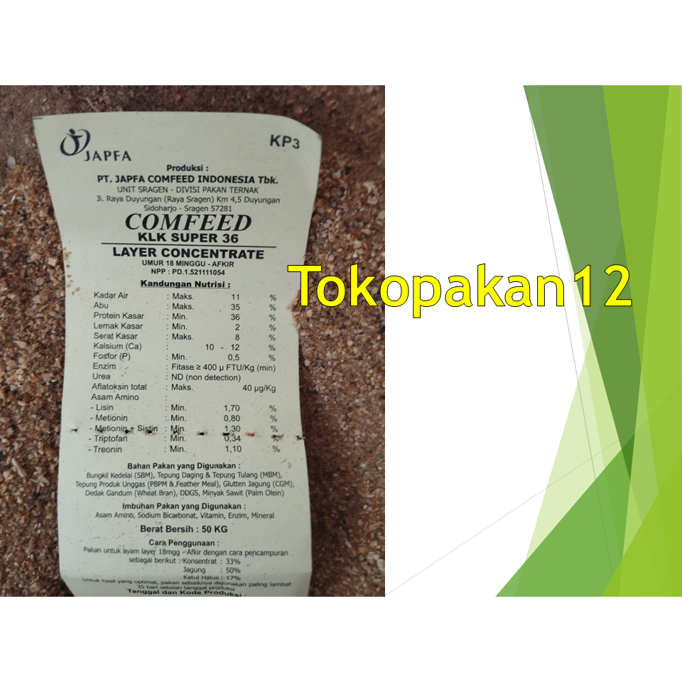 KONSENTRAT Japfa Comfeed KLK Super 36 – Kemasan 1/2Kg / 0,5Kg