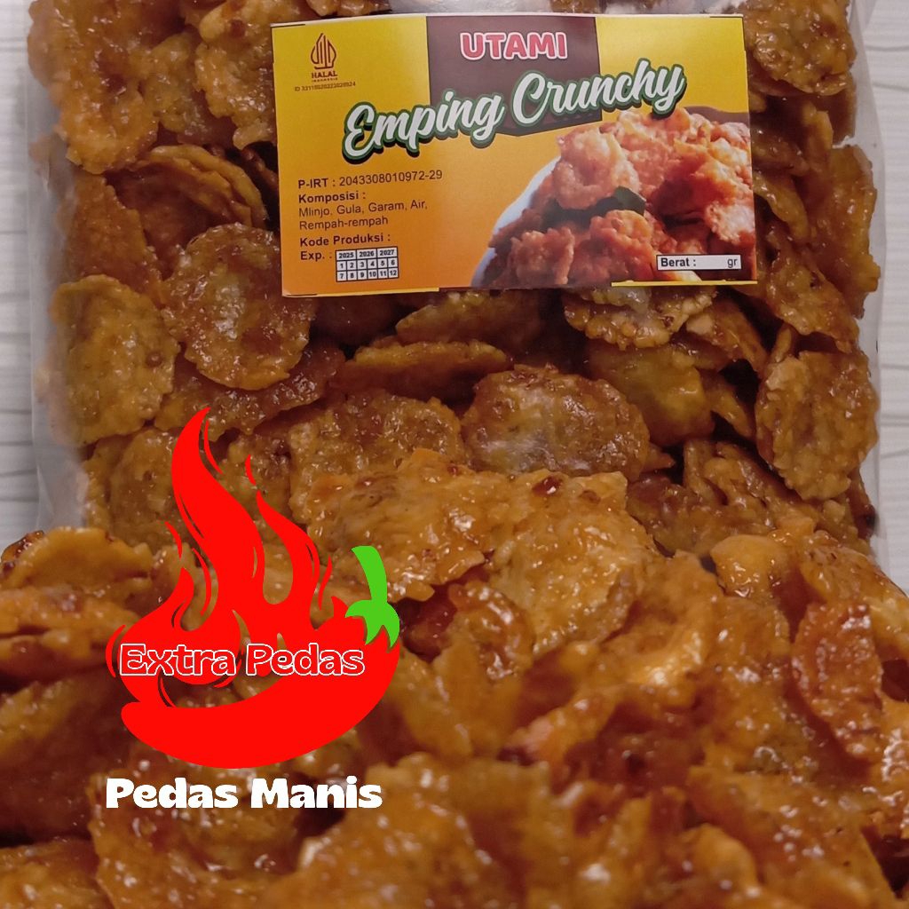 Emping Melinjo Utami Crunchy EXTRA Pedas Manis Extra Daun Jeruk 500gr