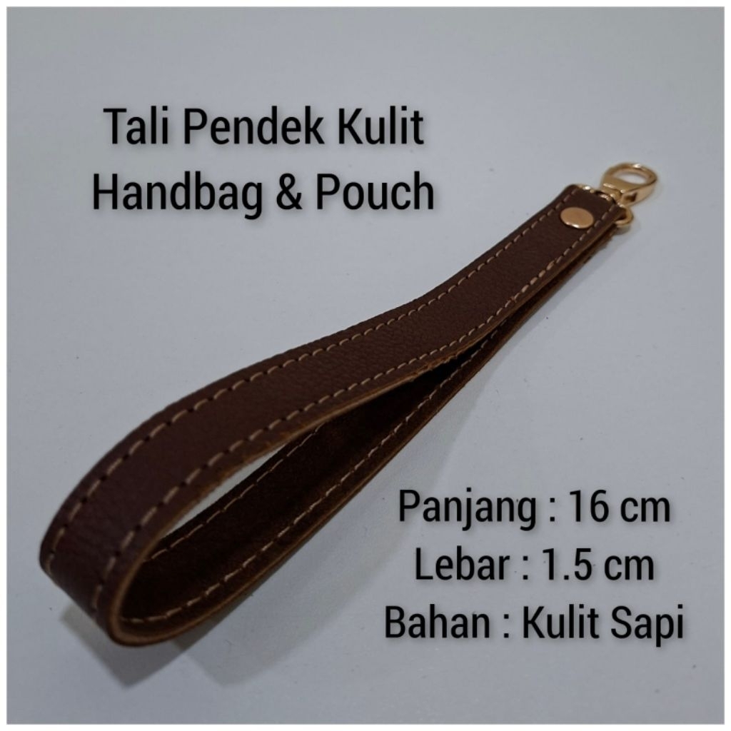 Tali Tas Pendek Handbag Pouch Bahan Kulit Sapi