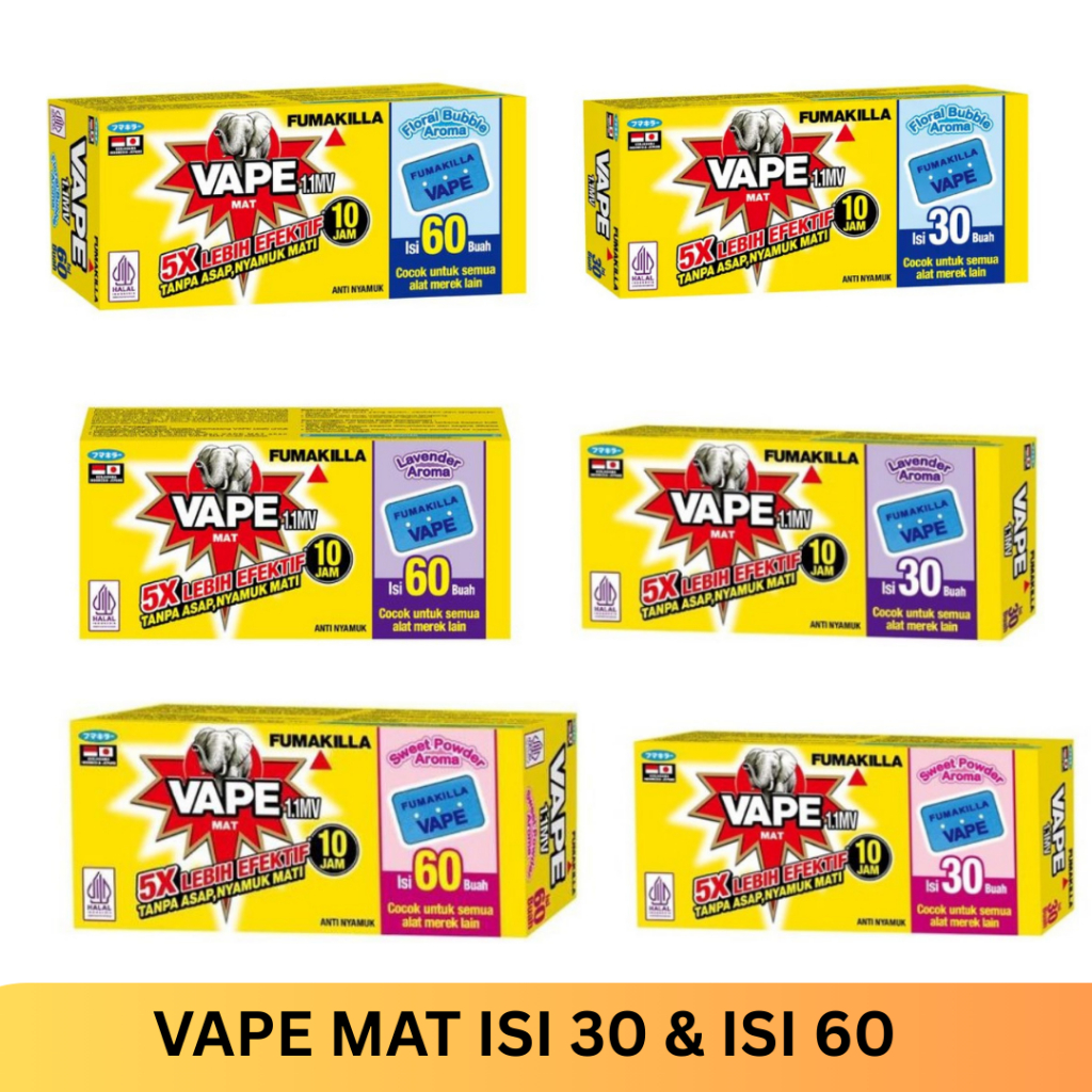 FUMAKILLA OBAT NYAMUK DAN KECOA VAPE MAT ELEKTRIK 21/VAPE MAT 30/VAPE MAT 60