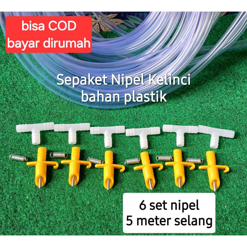 6 set nipel otomatis plastik + 5 meter selang. Nipel yg plastik dan selang ukuran pas nipel