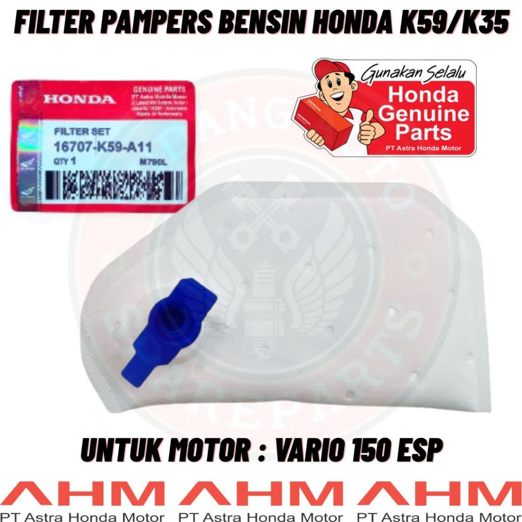 Original AHM Pampers Filter Saringan Bensin Honda Vario 150 eSP