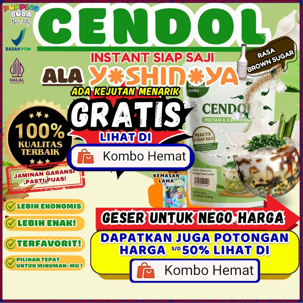 JellyCendolKecebongAlaYoshinoyaCocokDengan DIAMOND Bubuk Es Krim Ice Cream Powder - Jelly Cendol Kec