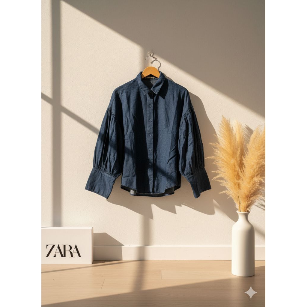 Blouse Navy E hyphen world gellery HARU