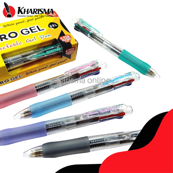 Ballpoint STANDARD Quattro Gel 0.5 Mm 4 Warna - Pulpen Standart Quatro