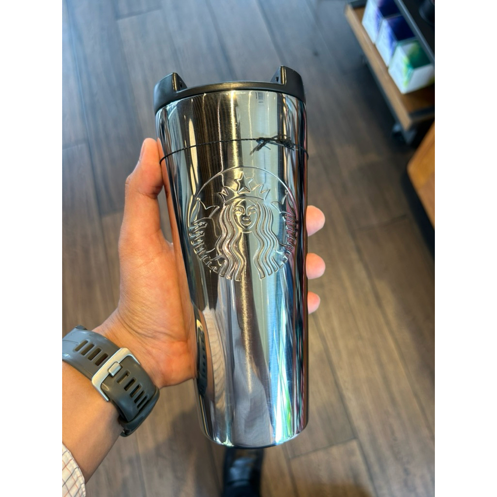 Starbucks Tumbler Etched Silver Stainless 16oz