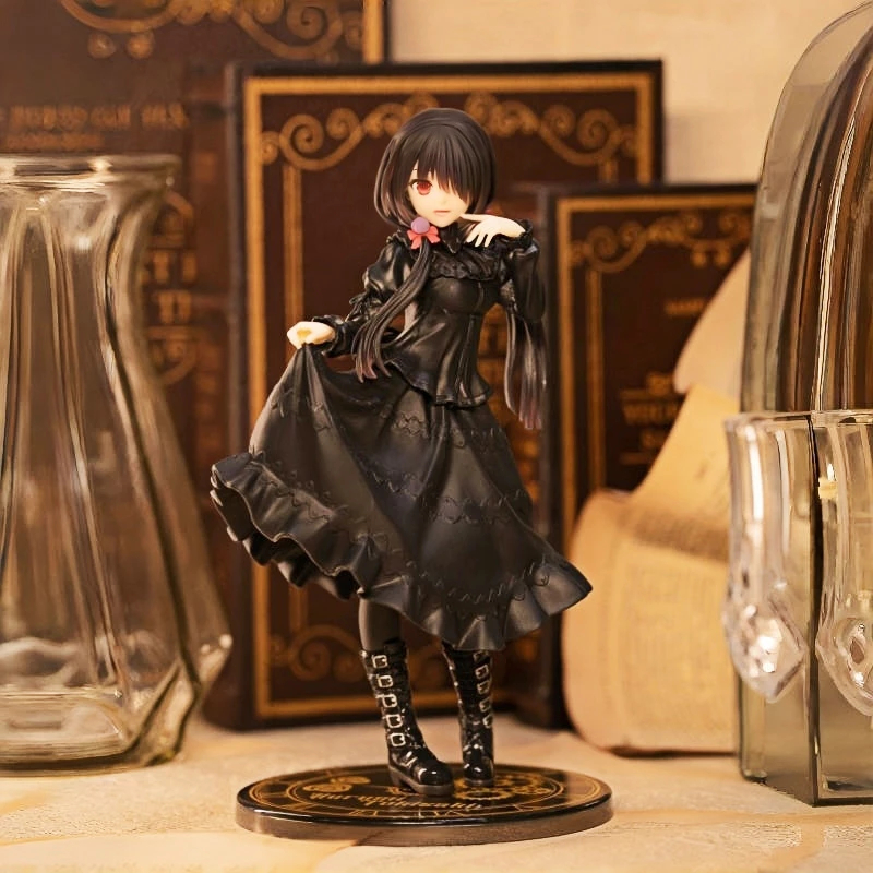 20CM DATE A LIVE Tokisaki Kurumi Anime Action Figure Cute Girl PVC Model Toys Black Dress Dress Up S
