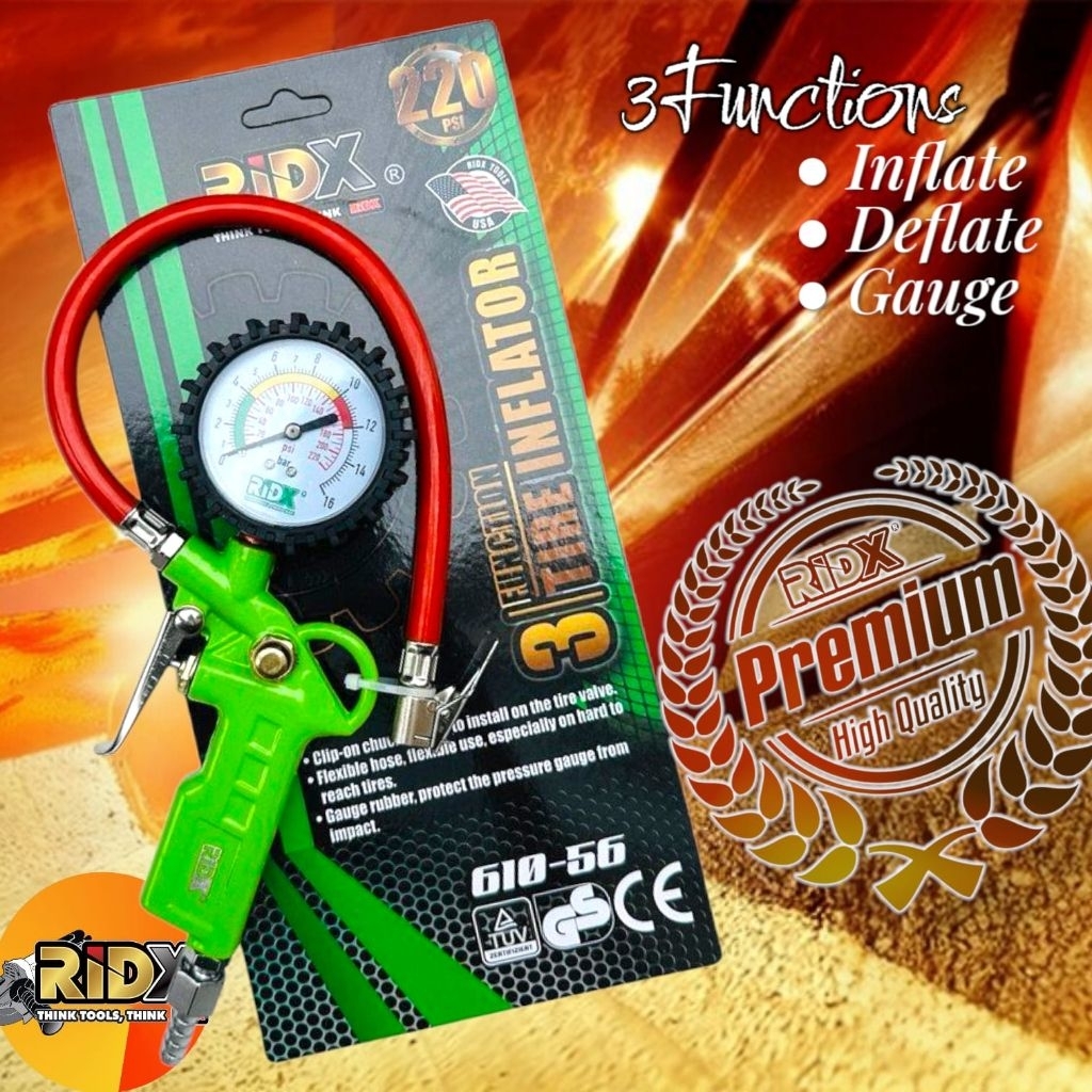 3 Function Tire Inflator / Ukuran Angin 3 Fungsi 610-56 RiDX
