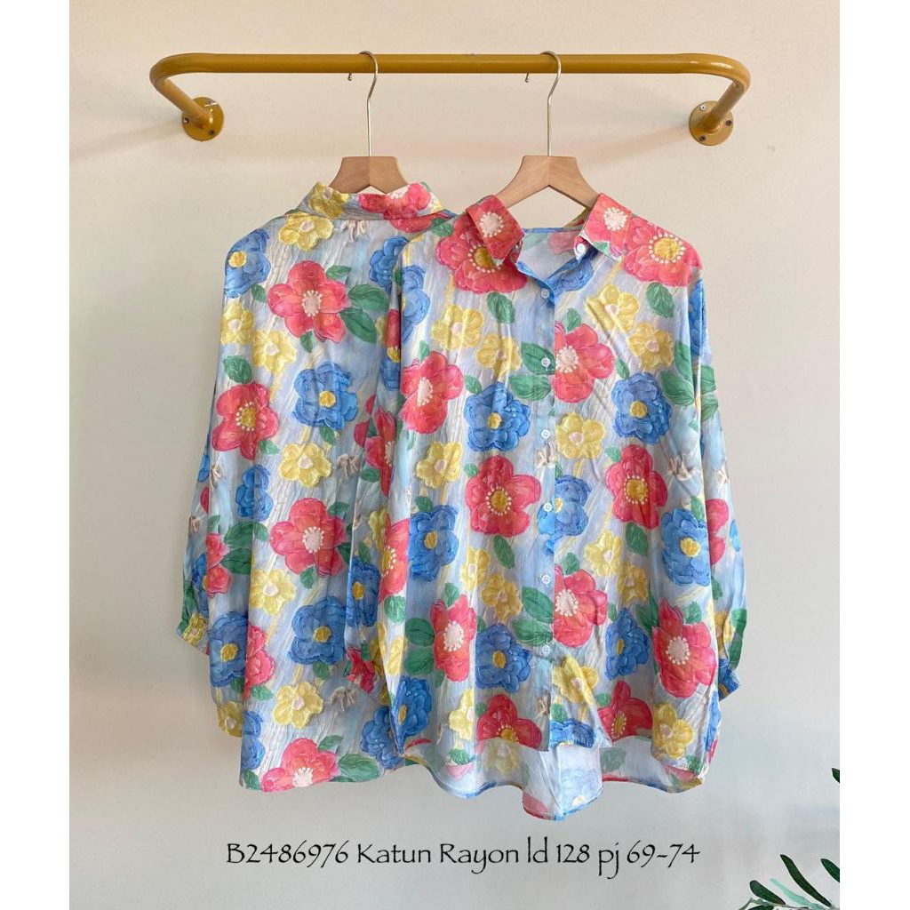 Blouse Katun Rayon Motif Bunga
