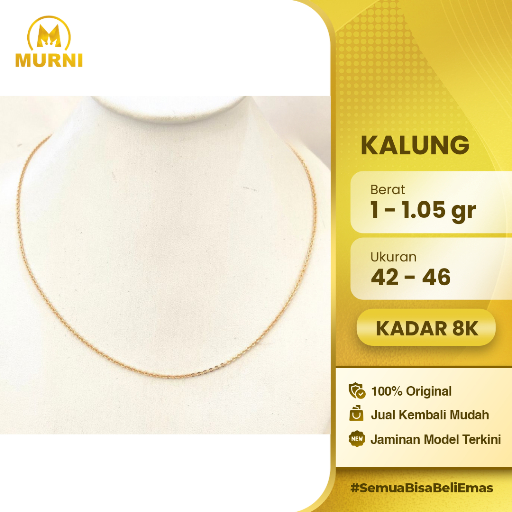 Kalung Emas Rantai Polos 8K Murni Bekonang