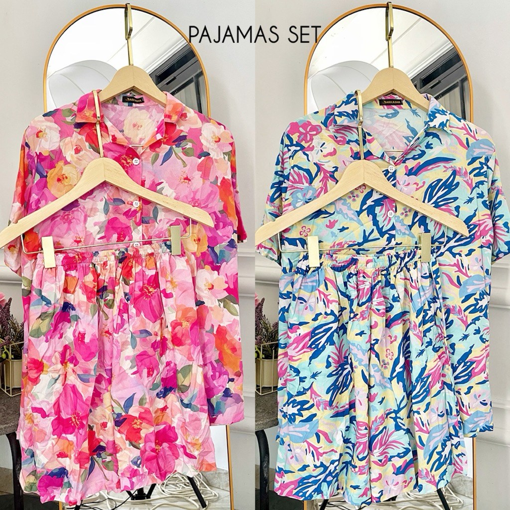 PAJAMAS SET - oneset rayon premium grade A by Arkasha Collection setelan wanita lengan pendek bahan 