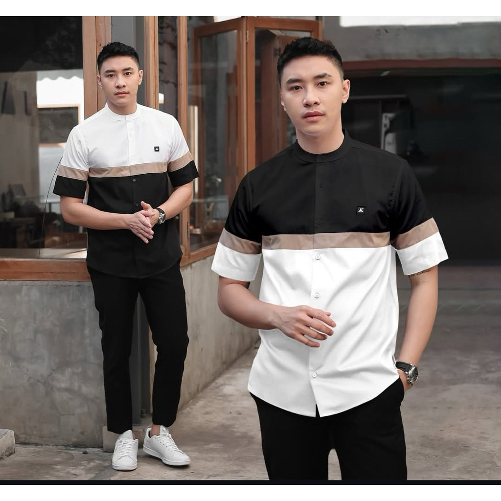 baju koko coupel ayah anak kombinasi baju anak hitam putih baju koko pria ayah anak koko anak coupel