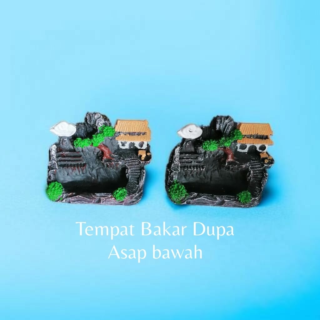 tempat bakar dupa asap bawah motif air terjun