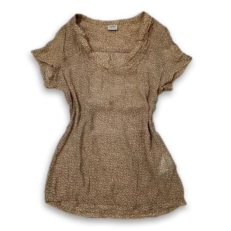 Esprit leopard cottagecore ruffle chiffon blouse preloved