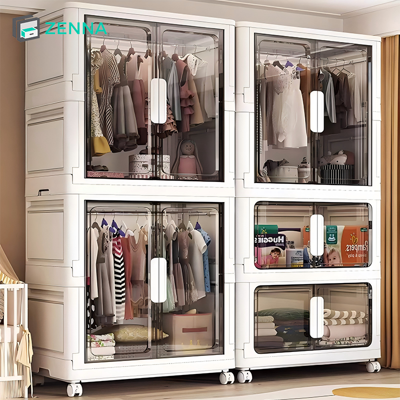 Besar Lemari Pakaian Plastik GANTUNG Lemari Plastik Susun Lemari Baju Plastik Lipat ada roda