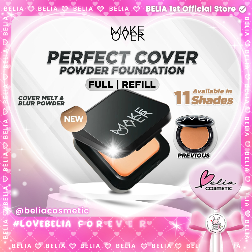 ❤ BELIA ❤ MAKE OVER Perfect Cover Powder Foundation Full Refill | TWC Two Way Cake Melt and Blur