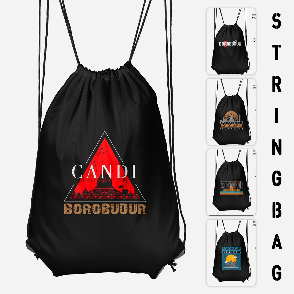 Stringbag Souvenir Borobudur Tas Serut Borobudur Print DTF