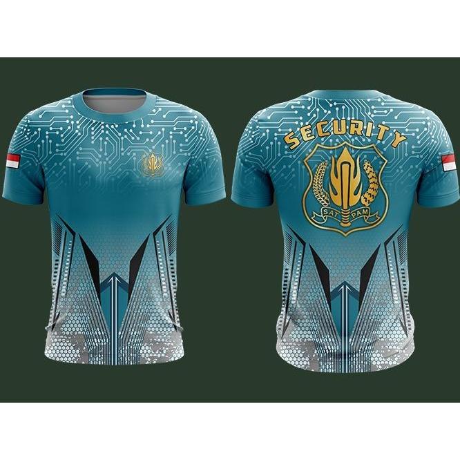 KAOS JERSEY SECURITY HIJAU TOSCA BIRU FULL PRINTING BISA COD