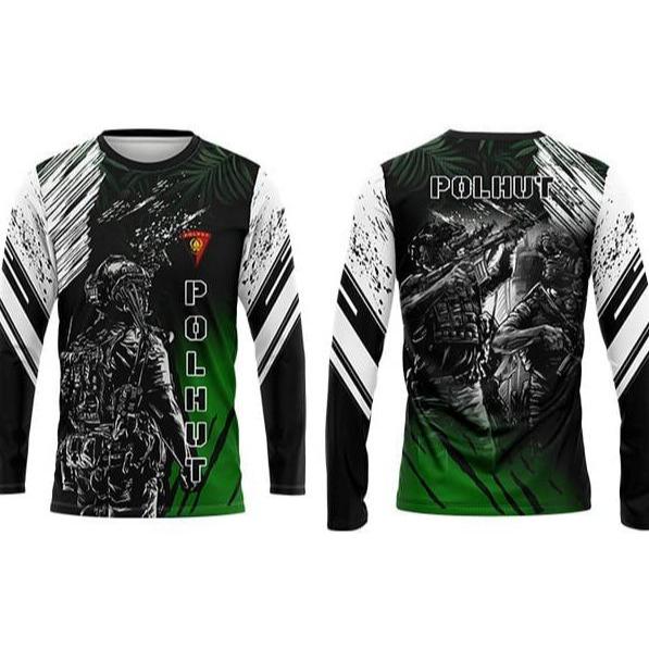 KAOS JERSEY POLHUT HITAM PUTIH FULL PRINTING LENGAN PANJANG KECE TERLARIS