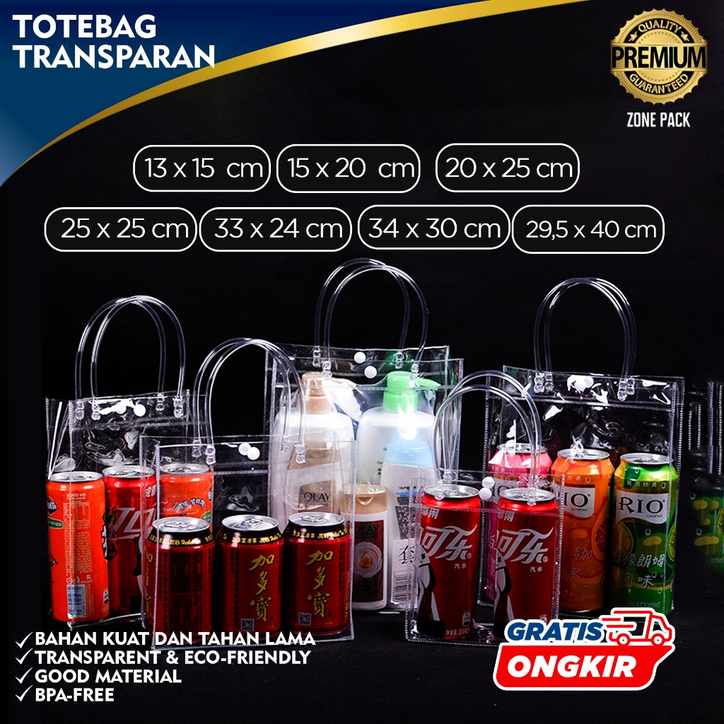 Totebag Transparant | Tas Mika PVC Transparan | Tas Mika Souvenir Ulang Tahun Bening | Tas Belanja T