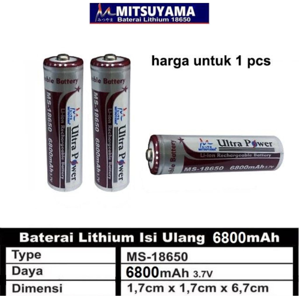 Baterai Rechargeable 18650 3.70Volt 6800Mah
