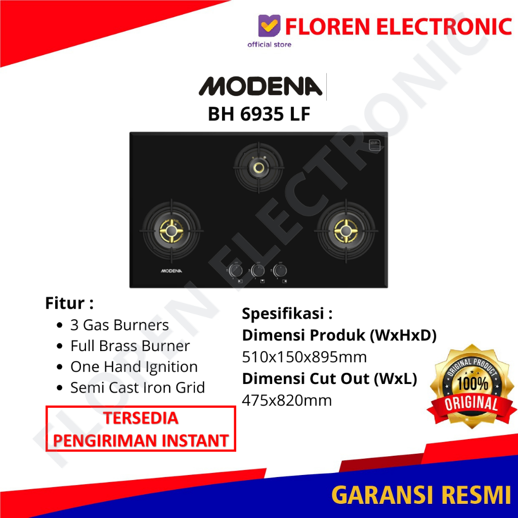 Modena Kompor Tanam BH 6935 LF BH6935LF 6935LF
