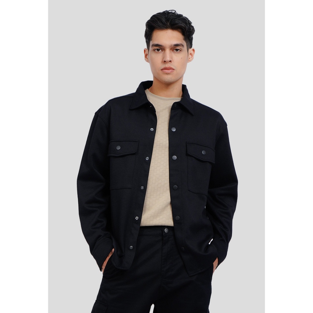 Executive Loose Jacket with Snap Button Black