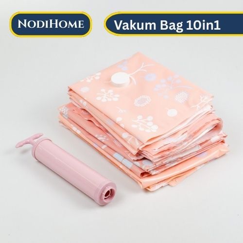 1Set isi 10 Plastik + pompa manual Plastik Kantong Vakum Pakaian Selimut Bedcover Boneka