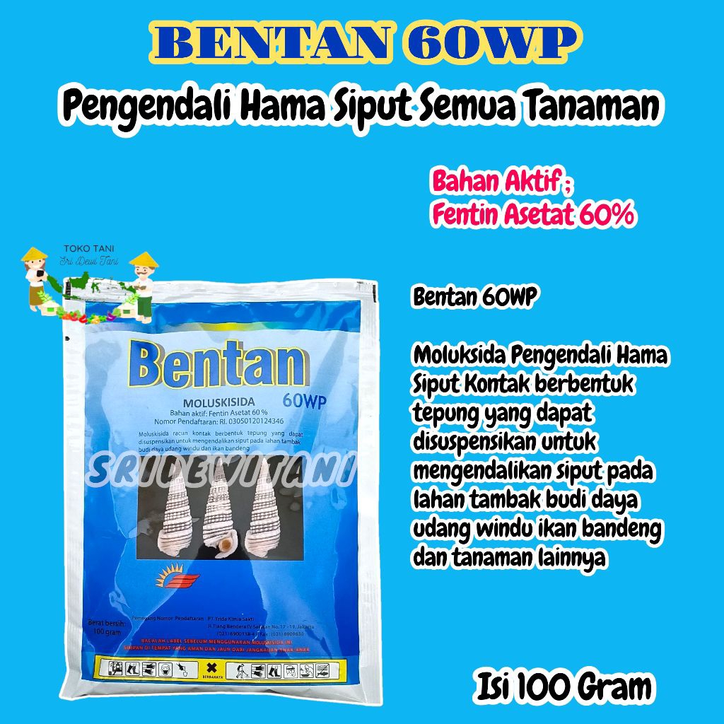 Obat Keong BENTAN 60WP Isi 100 Gram Pembasmi Hama Siput Tanaman